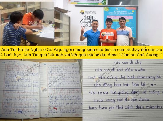 Học sinh cấp 2 luyện chữ bút bi