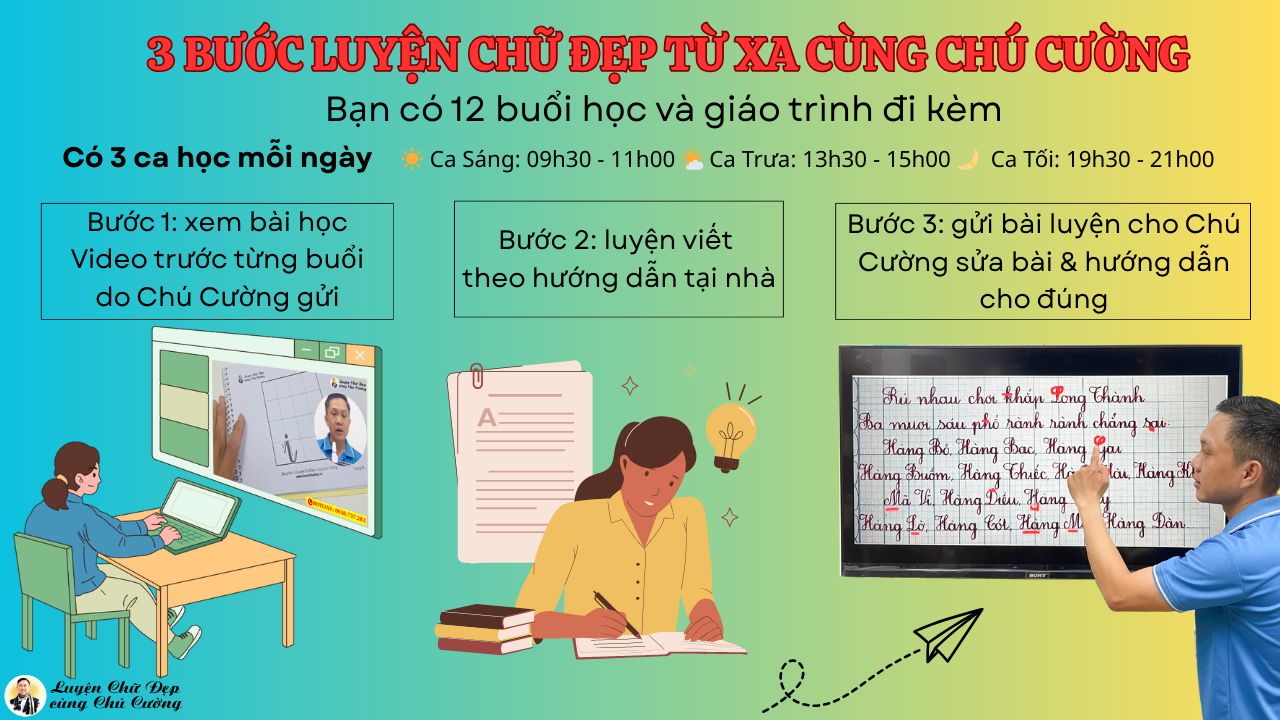 Quy trình luyện chữ đẹp Online cùng Chú Cường