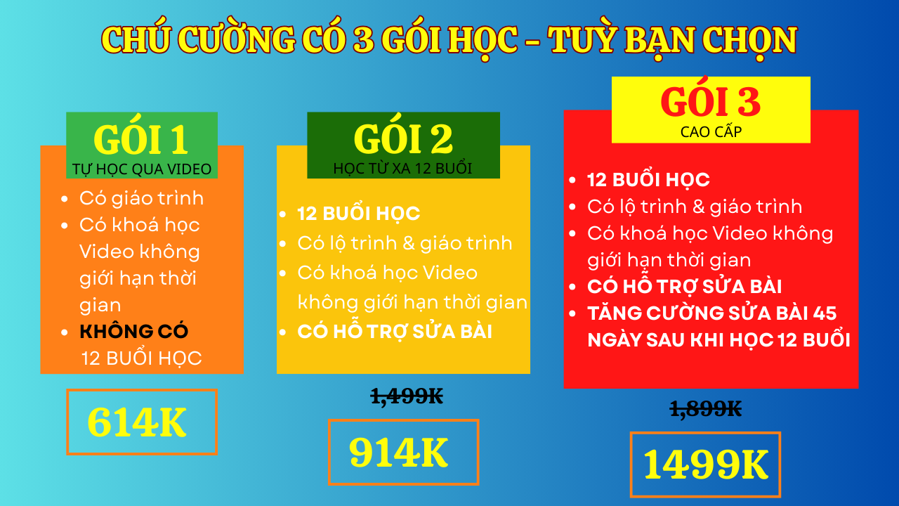 Bảng học phí luyện chữ đẹp Online từ xa cùng Chú Cường