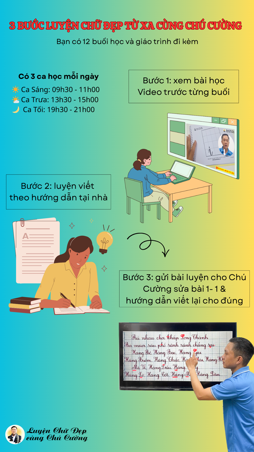 Quy trình luyện chữ đẹp từ xa cùng Chú Cường